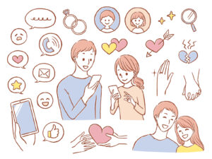 スマホを触るカップル